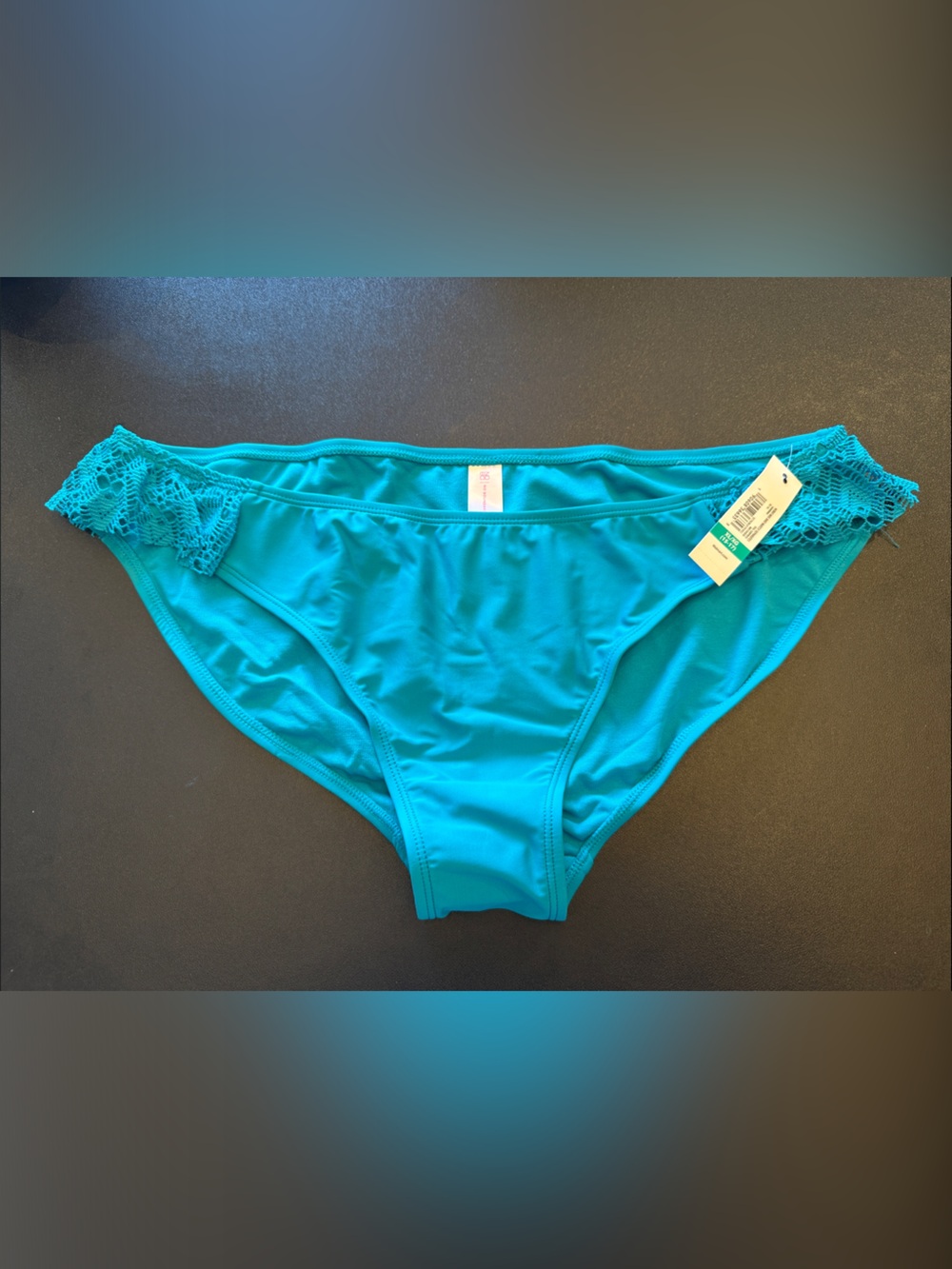 No Boundaries Teal Lace-Trim Bikini Swim Bottoms